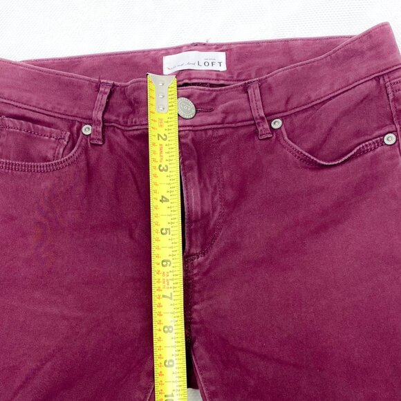 Women's Ann Taylor LOFT Wine Red Straight Leg Pants Ladies Maroon Leggings - Picture 8 of 10